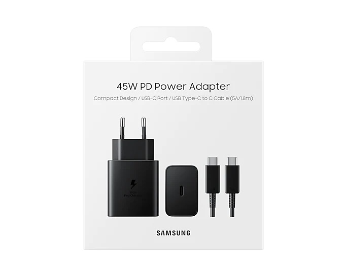 Мережевий зарядний пристрій Samsung 45W Power Adapter Type-C Cable (EP-T4510XBEGRU) Black 3 - Фото 3