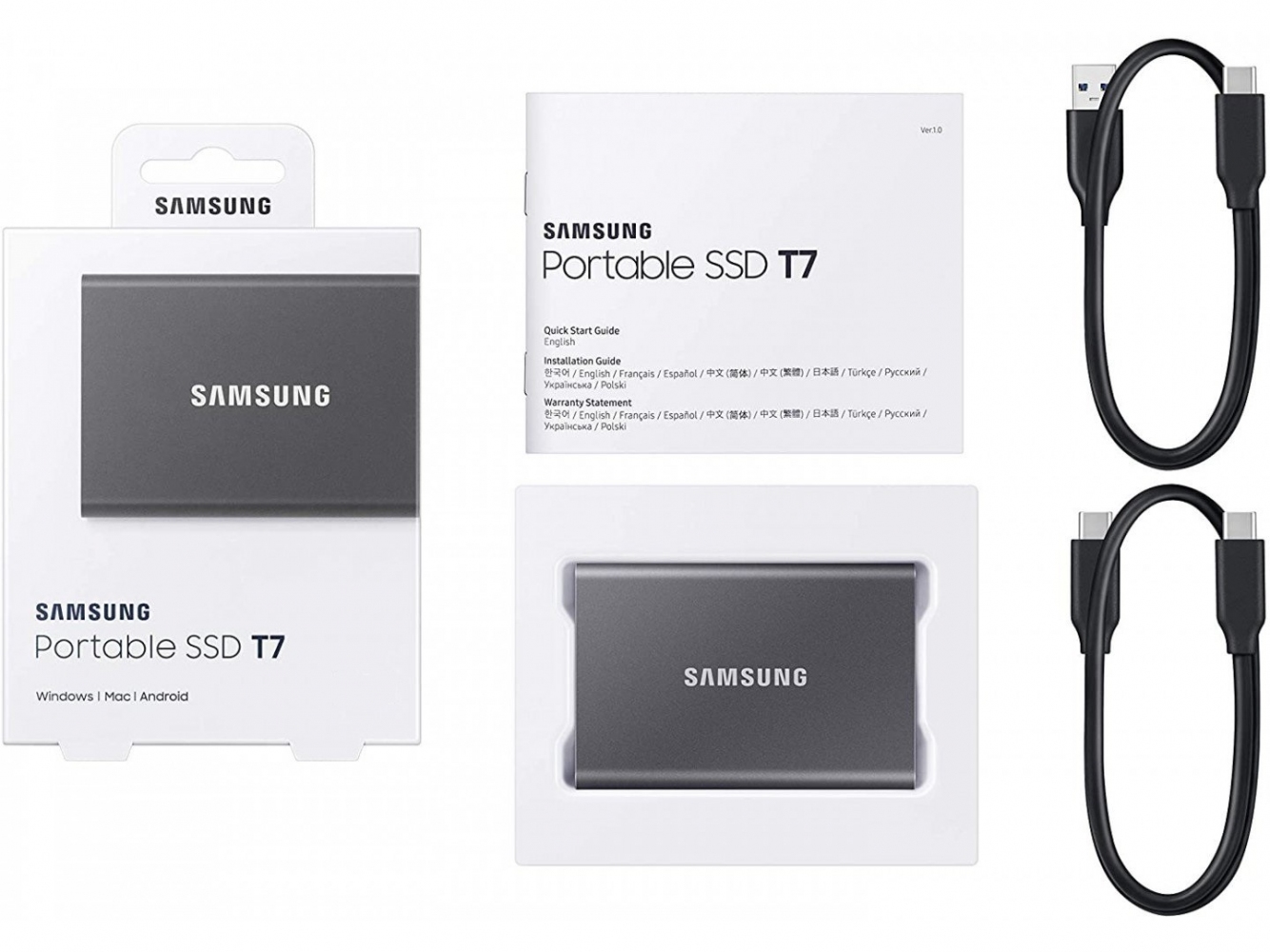 Жорсткий диск Samsung Portable SSD T7 500GB USB 3.2 Type-C (MU-PC500T/WW) External Grey 0 - Фото 1