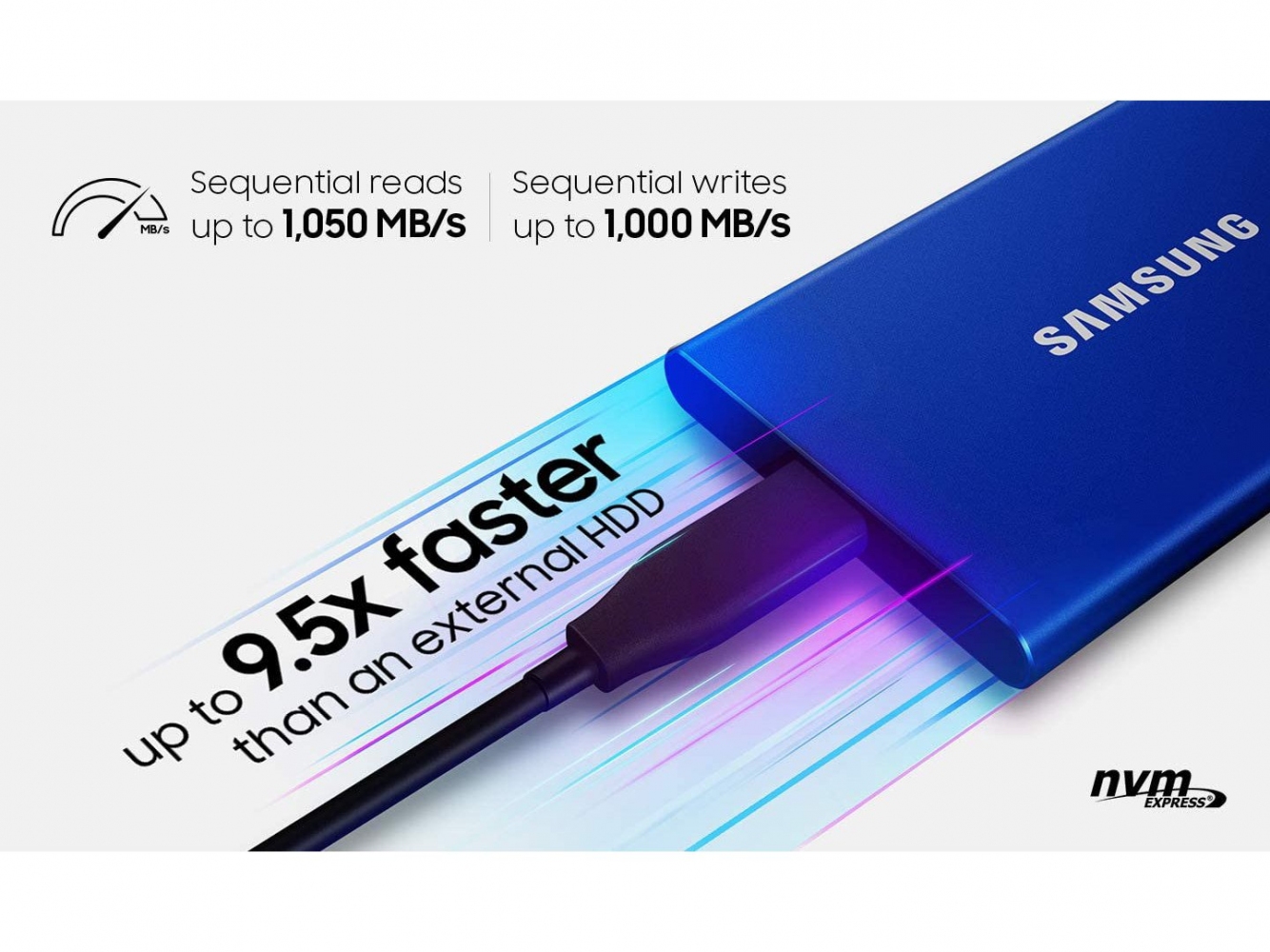 Жорсткий диск Samsung Portable SSD T7 1TB USB 3.2 Type-C (MU-PC1T0H/WW) External Blue 0 - Фото 1