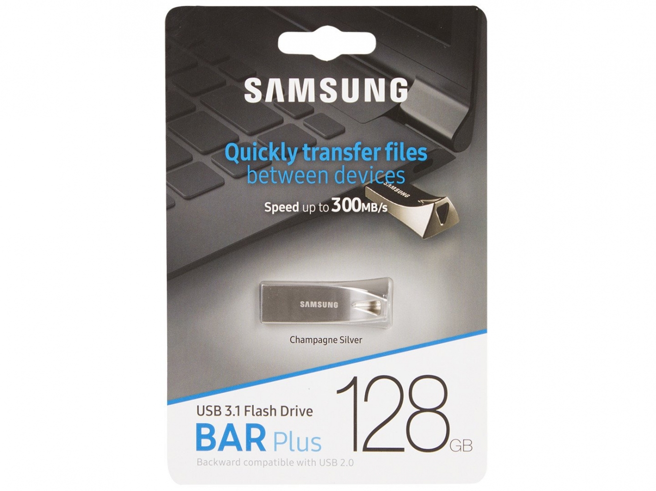 USB флеш накопичувач Samsung Bar Plus USB 3.1 128GB (MUF-128BE3/APC) Silver 3 - Фото 3