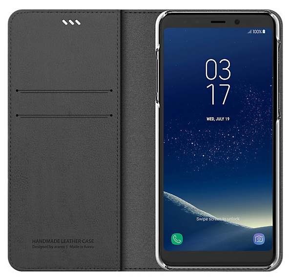 Чехол Samsung Flip wallet leather cover A8 2018 GP-A530KDCFAAB Charcoal gray 2 - Фото 2