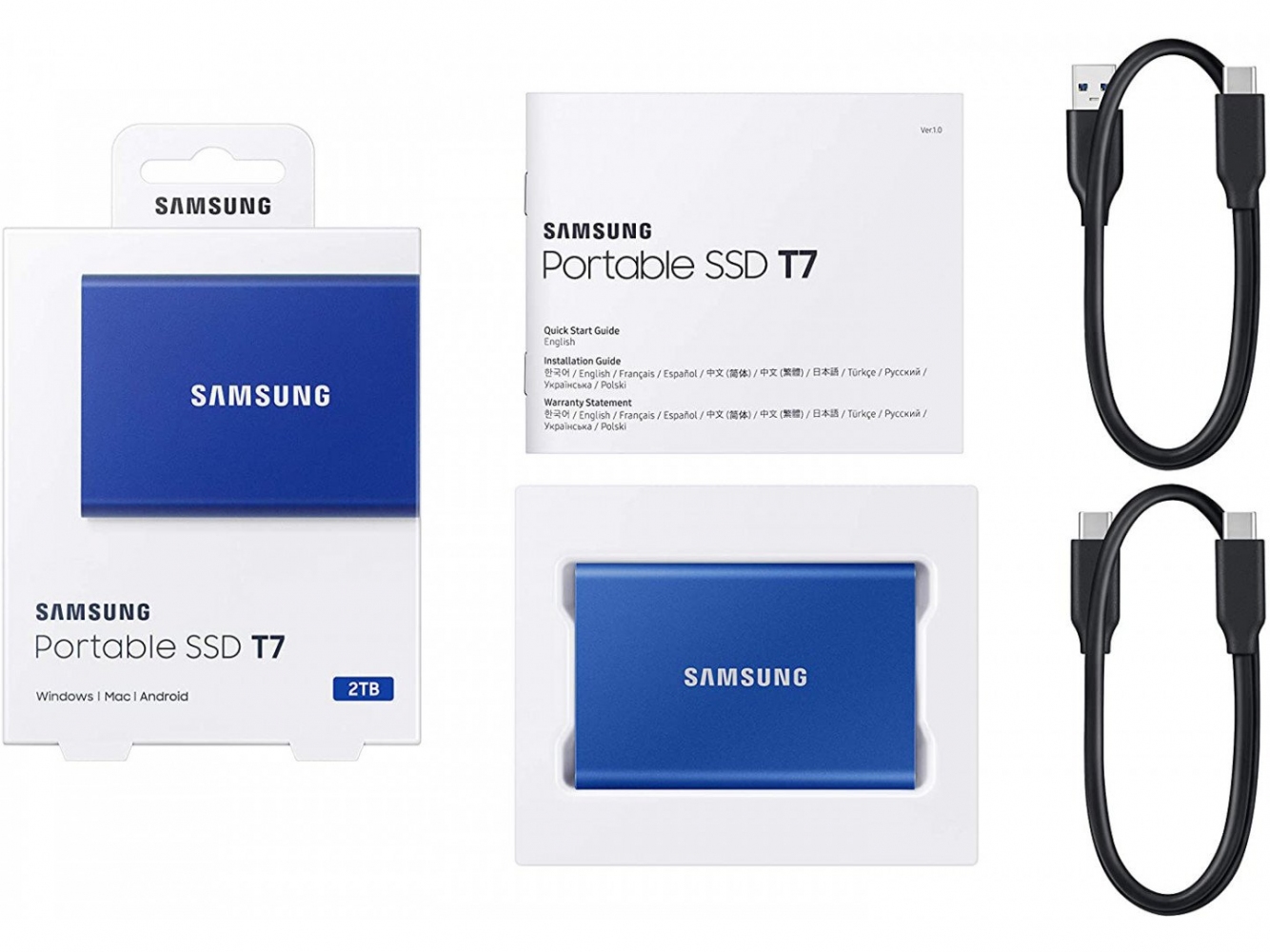 Жорсткий диск Samsung Portable SSD T7 1TB USB 3.2 Type-C (MU-PC1T0H/WW) External Blue 2 - Фото 2
