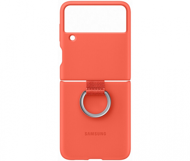 Панель Silicone Cover with Ring для Samsung Galaxy Flip3 (EF-PF711TPEGRU) Coral  - фото - Samsung Experience Store — брендовый интернет-магазин