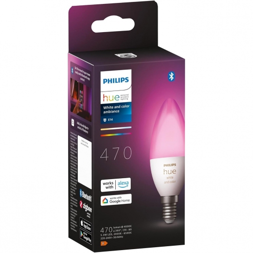 Розумна лампа Philips Hue White and Color Ambiance E14 4W 2000-6500K (929002294204) - фото - Samsung Experience Store — брендовий інтернет-магазин