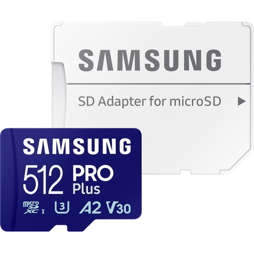 Карта пам'яті Samsung PRO Plus microSDXC 512GB C10 UHS-I U3 V30 A2 + SD адаптер (MB-MD512SA/EU) - фото Карта пам'яті Samsung PRO Plus microSDXC 512GB C10 UHS-I U3 V30 A2 + SD адаптер (MB-MD512SA/EU) - фото - Samsung Experience Store — брендовий інтернет-магазин