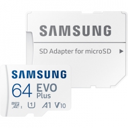 Карта памяти Samsung Evo Plus microSDXC 64GB UHS-I U1 V10 + SD-адаптер (MB-MC64SA/EU)